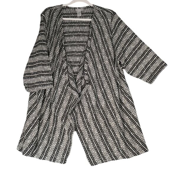 Catherines Cardigan Sweater Womens 2X Black Knit Cotton Blend 3/4 Sleeve Boho - Picture 1 of 10